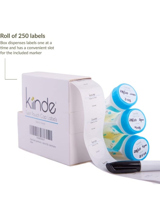 Kiinde Twist Cap Single-Use Write-On Labels for Breast Milk and Baby Food Storage Pouches - Image 3